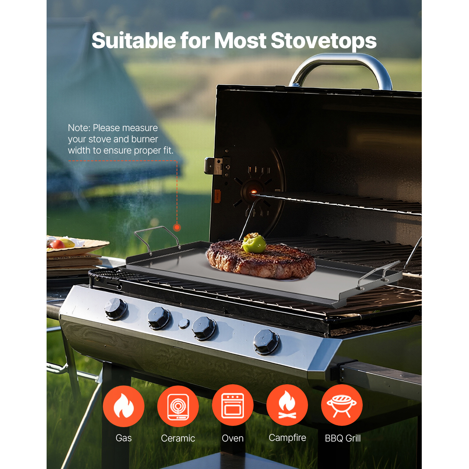 24x16 In Flat Top Griddle Carbon Steel Universal BBQ Grill Pan Cookware_voghion.com